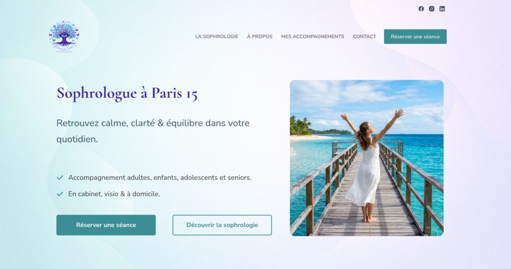 Site internet sophrologue à Paris 15