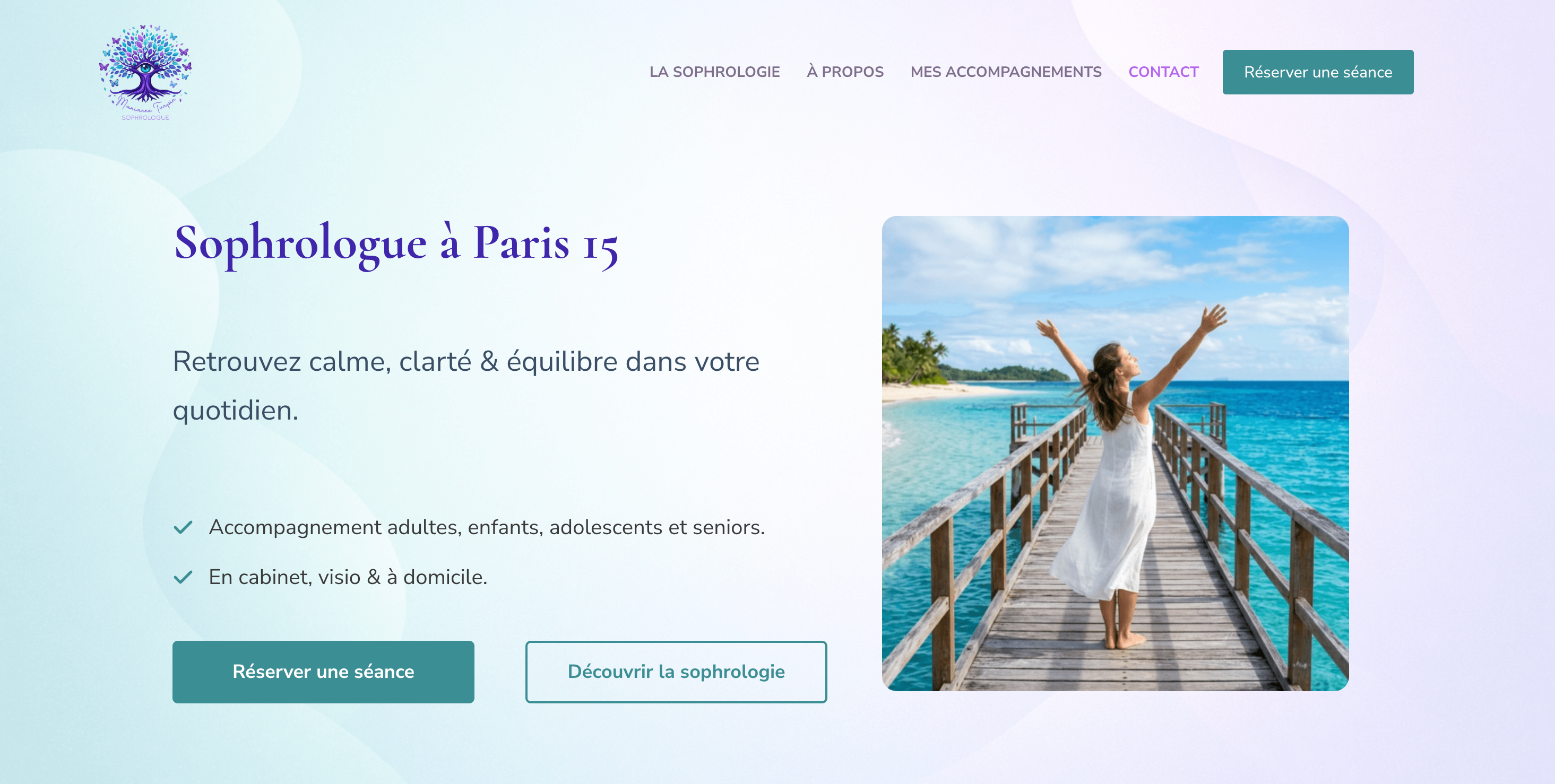 Exemple de site réalisé pour une praticienne du bien-être