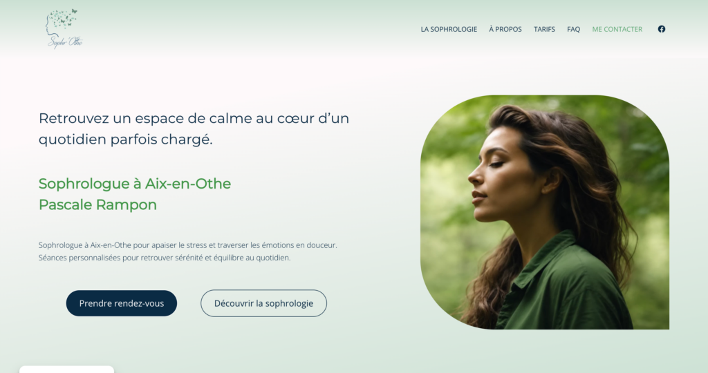 Capture d'écran site d'une sophrologue à Aix en Othe